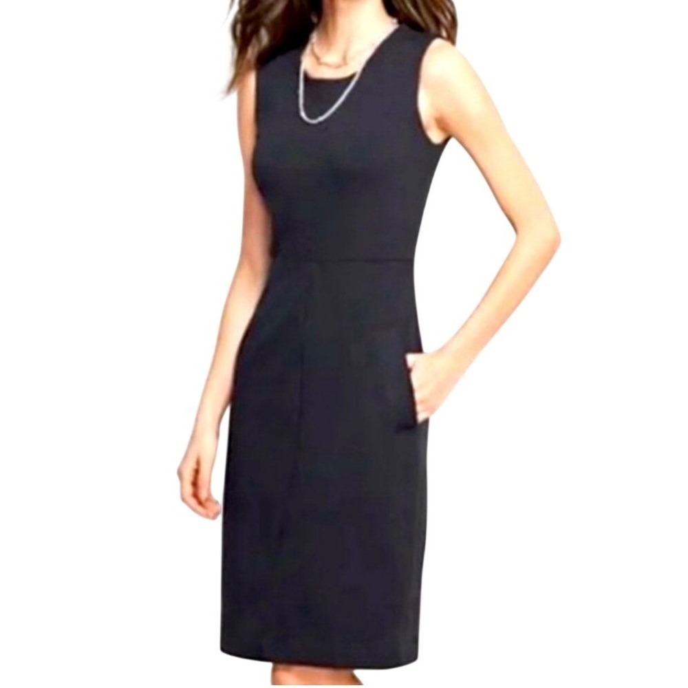 Lands' End Black Sleeveless Ponte Stretch Sheath Dress, Size 6, Classic, Quality